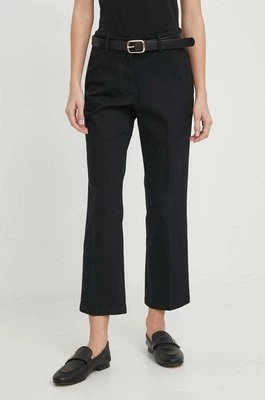 Sisley spodnie damskie kolor czarny proste medium waist