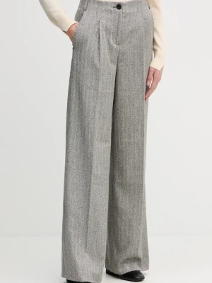 Sisley spodnie damskie kolor czarny szerokie high waist 4D12LF07V