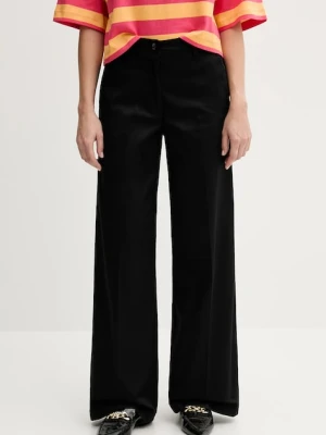 Sisley spodnie damskie kolor czarny szerokie high waist 4ED4LE03G