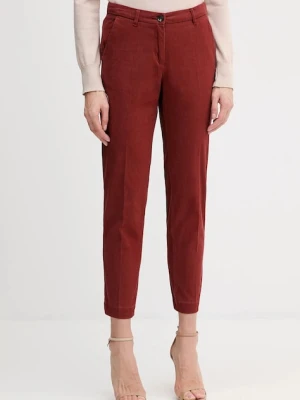 Sisley spodnie damskie kolor czerwony fason cygaretki medium waist 48M855BK7