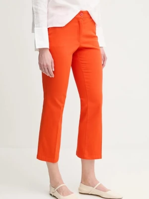 Sisley spodnie damskie kolor czerwony proste medium waist