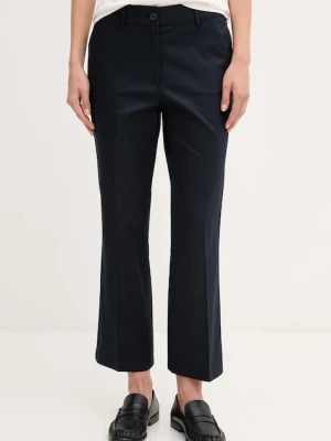 Sisley spodnie damskie kolor granatowy fason cygaretki medium waist 4ENMLE02X