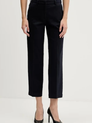 Sisley spodnie damskie kolor granatowy proste high waist 4K2ZLF03V