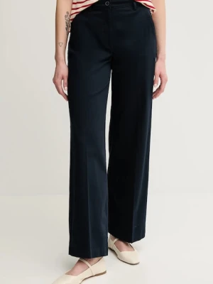 Sisley spodnie damskie kolor granatowy szerokie high waist 4BYWLE03G
