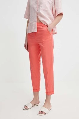 Sisley spodnie damskie kolor pomarańczowy fason cygaretki high waist