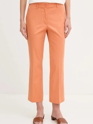 Sisley spodnie damskie kolor pomarańczowy fason cygaretki medium waist 4ENMLE02X