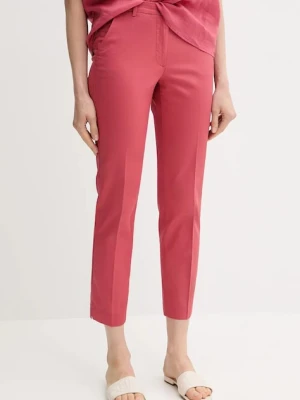 Sisley spodnie damskie kolor różowy proste high waist 4VPHL5AH6