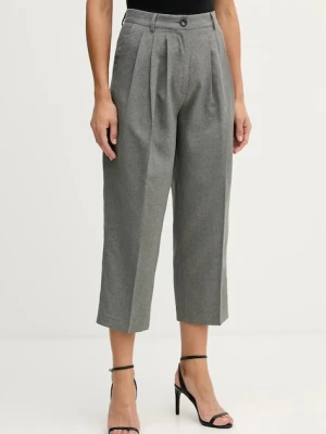 Sisley spodnie damskie kolor szary fason cygaretki high waist 4V99LF07S