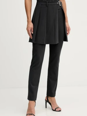 Sisley spodnie damskie kolor szary proste high waist 483QLF07Y