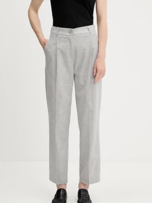 Sisley spodnie damskie kolor szary proste high waist 4X0KLF06V