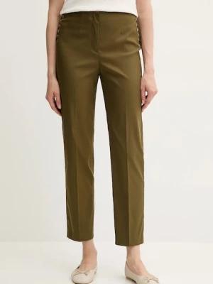 Sisley spodnie damskie kolor zielony dopasowane high waist 4SI0LF074