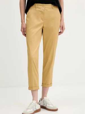 Sisley spodnie damskie kolor zielony fason cygaretki high waist 4ED4LF00R