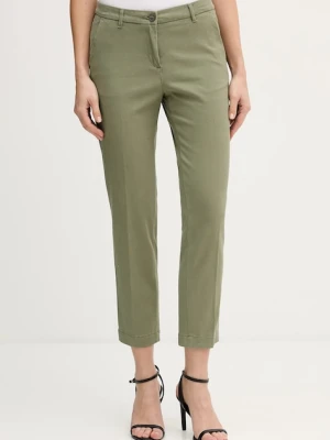 Sisley spodnie damskie kolor zielony fason cygaretki medium waist 48M855BK7