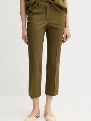 Sisley spodnie damskie kolor zielony fason cygaretki medium waist 4ENMLE02X