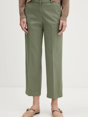 Sisley spodnie damskie kolor zielony proste high waist 4K2ZLF03V