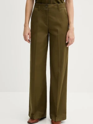 Sisley spodnie damskie kolor zielony szerokie high waist 4ED4LE03G