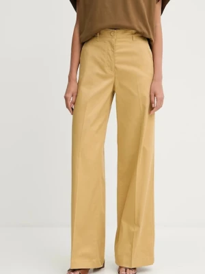 Sisley spodnie damskie kolor zielony szerokie high waist 4ED4LE03G