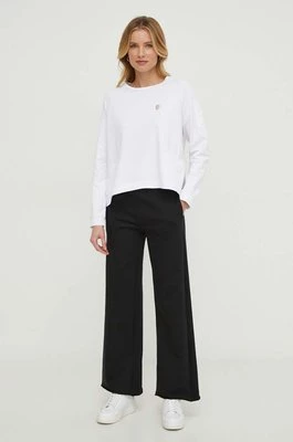 Sisley spodnie dresowe bawełniane kolor czarny gładkie