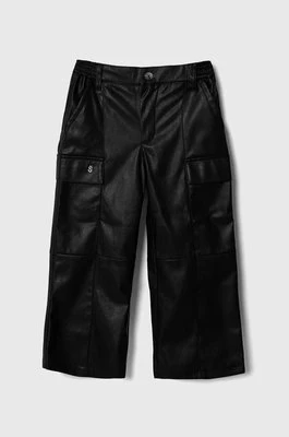 Sisley spodnie dziecięce kolor czarny gładkie