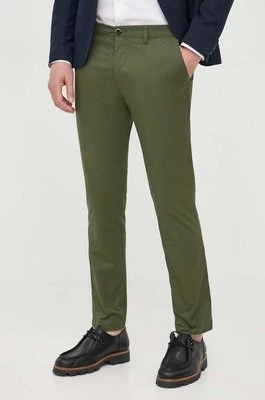 Sisley spodnie męskie kolor zielony proste