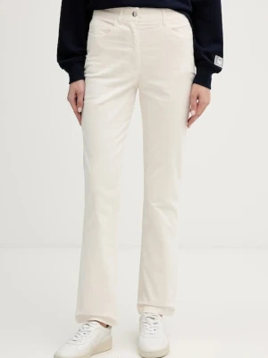 Sisley spodnie sztruksowe kolor beżowy proste high waist 46C2LE02W