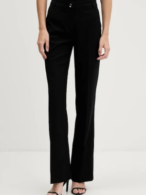 Sisley spodnie z domieszką wełny damskie kolor czarny proste high waist 41YPLF083