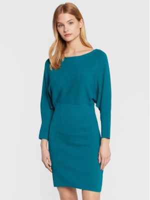 Sisley Sukienka dzianinowa 11APMV004 Turkusowy Regular Fit