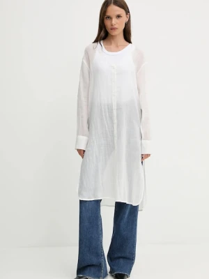 Sisley sukienka kolor biały mini oversize 5XJZLQ096