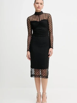Sisley sukienka kolor czarny midi dopasowana 4S3DLV071