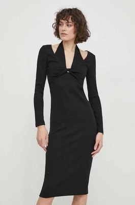Sisley sukienka kolor czarny midi dopasowana