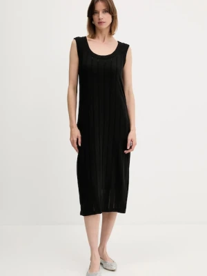 Sisley sukienka kolor czarny midi prosta 41WELV07D