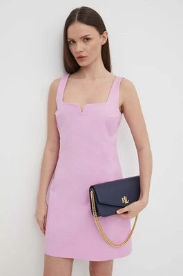 Sisley sukienka kolor fioletowy mini rozkloszowana