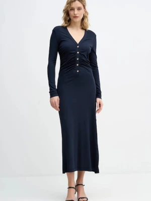 Sisley sukienka kolor granatowy maxi dopasowana 44HXLV07M