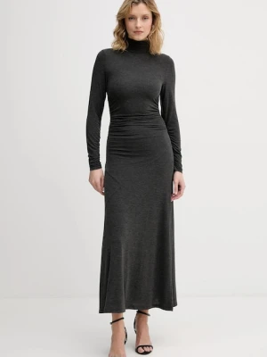 Sisley sukienka z domieszką jedwabiu kolor szary maxi prosta 4K3ZLV07R