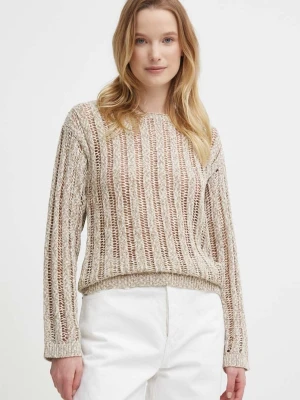 Sisley sweter damski z bawełną beżowy