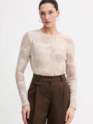 Sisley sweter damski kolor beżowy lekki 3IIDL107T