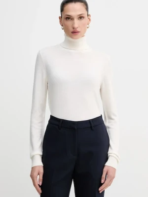 Sisley sweter damski kolor beżowy lekki z golfem 11BAM201C