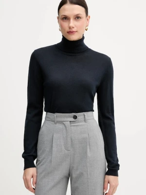 Sisley sweter damski kolor granatowy lekki z golfem 11BAM201C