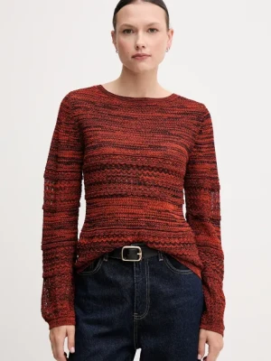 Sisley sweter damski kolor pomarańczowy lekki 19EQL106E