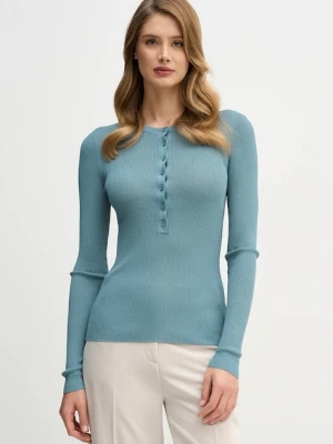 Sisley sweter damski kolor turkusowy lekki 19EQM2024