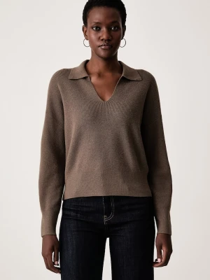 Sisley sweter damski z wełną brązowy