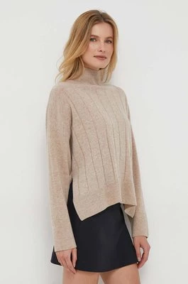 Sisley sweter wełniany damski kolor beżowy lekki