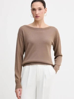 Sisley sweter wełniany damski kolor brązowy lekki 11BAM1A48