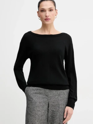 Sisley sweter wełniany damski kolor czarny lekki 11BAM1A48