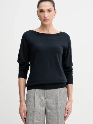 Sisley sweter wełniany damski kolor granatowy lekki 11BAM1A48