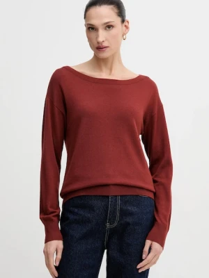 Sisley sweter wełniany damski kolor pomarańczowy lekki 11BAM1A48