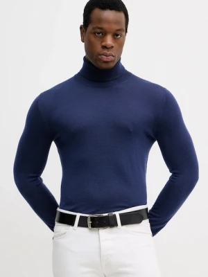 Sisley sweter wełniany męski kolor granatowy lekki 11BAS200A