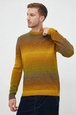 Sisley sweter wełniany męski kolor żółty