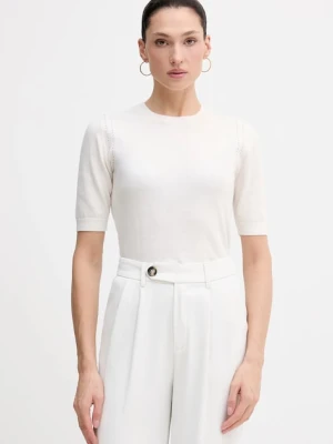 Sisley sweter z dodatkiem wełny damski kolor beżowy lekki 1SBXM106L