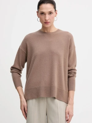 Sisley sweter z dodatkiem wełny damski kolor brązowy lekki 18AYM103K